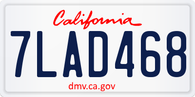 CA license plate 7LAD468