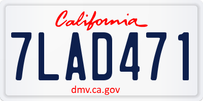 CA license plate 7LAD471