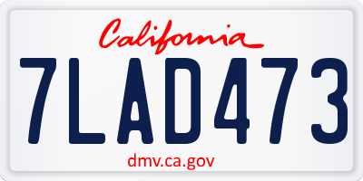 CA license plate 7LAD473
