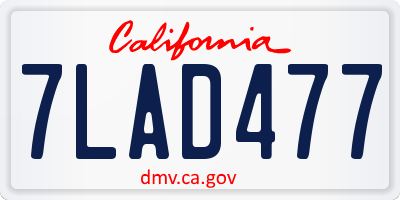 CA license plate 7LAD477