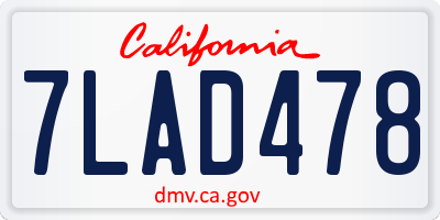 CA license plate 7LAD478