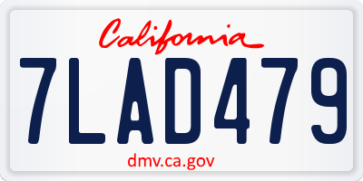 CA license plate 7LAD479