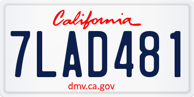 CA license plate 7LAD481