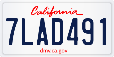 CA license plate 7LAD491