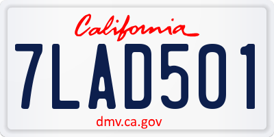 CA license plate 7LAD501