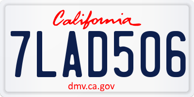 CA license plate 7LAD506