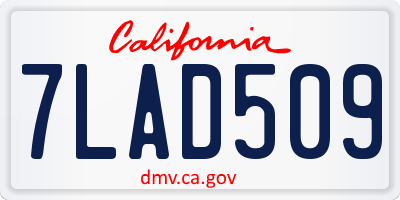 CA license plate 7LAD509