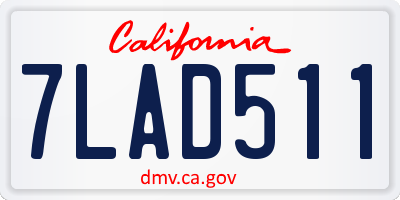 CA license plate 7LAD511
