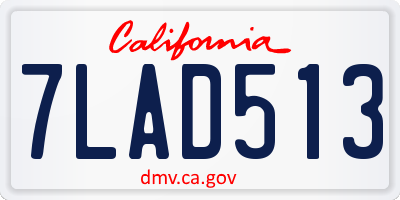 CA license plate 7LAD513