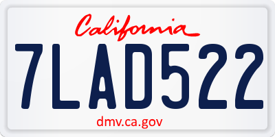 CA license plate 7LAD522