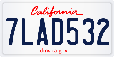 CA license plate 7LAD532