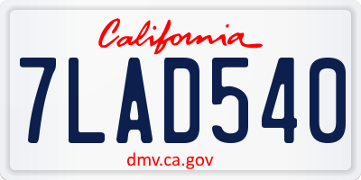 CA license plate 7LAD540