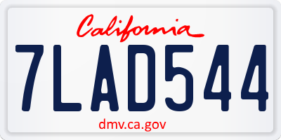 CA license plate 7LAD544