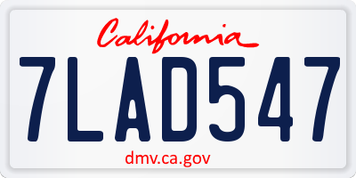 CA license plate 7LAD547