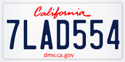 CA license plate 7LAD554