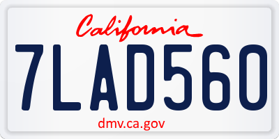 CA license plate 7LAD560