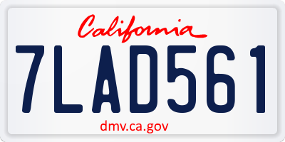 CA license plate 7LAD561