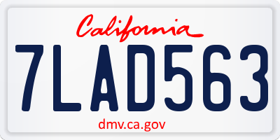 CA license plate 7LAD563