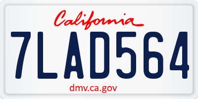 CA license plate 7LAD564