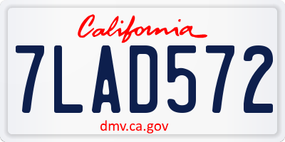 CA license plate 7LAD572