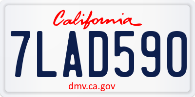 CA license plate 7LAD590