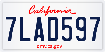 CA license plate 7LAD597