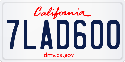 CA license plate 7LAD600