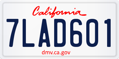 CA license plate 7LAD601