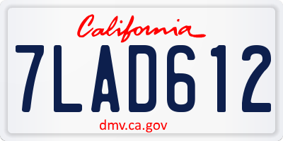 CA license plate 7LAD612