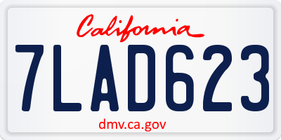 CA license plate 7LAD623