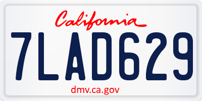 CA license plate 7LAD629