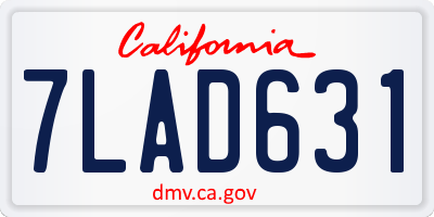 CA license plate 7LAD631
