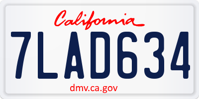 CA license plate 7LAD634