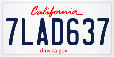 CA license plate 7LAD637