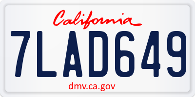 CA license plate 7LAD649