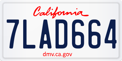 CA license plate 7LAD664