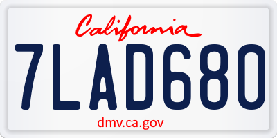 CA license plate 7LAD680