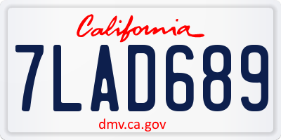 CA license plate 7LAD689