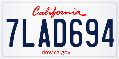 CA license plate 7LAD694