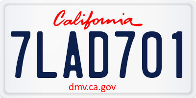 CA license plate 7LAD701