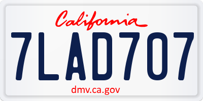CA license plate 7LAD707