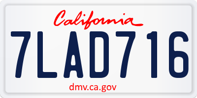 CA license plate 7LAD716
