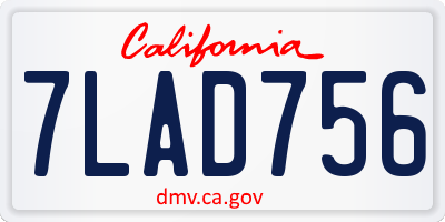 CA license plate 7LAD756