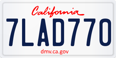 CA license plate 7LAD770