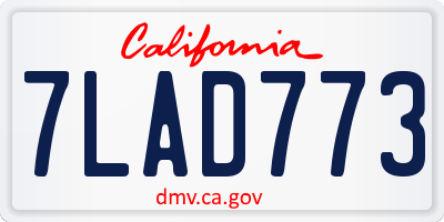 CA license plate 7LAD773