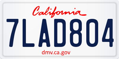 CA license plate 7LAD804