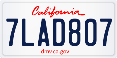 CA license plate 7LAD807
