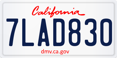 CA license plate 7LAD830