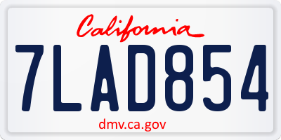 CA license plate 7LAD854