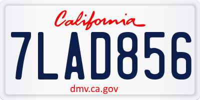 CA license plate 7LAD856